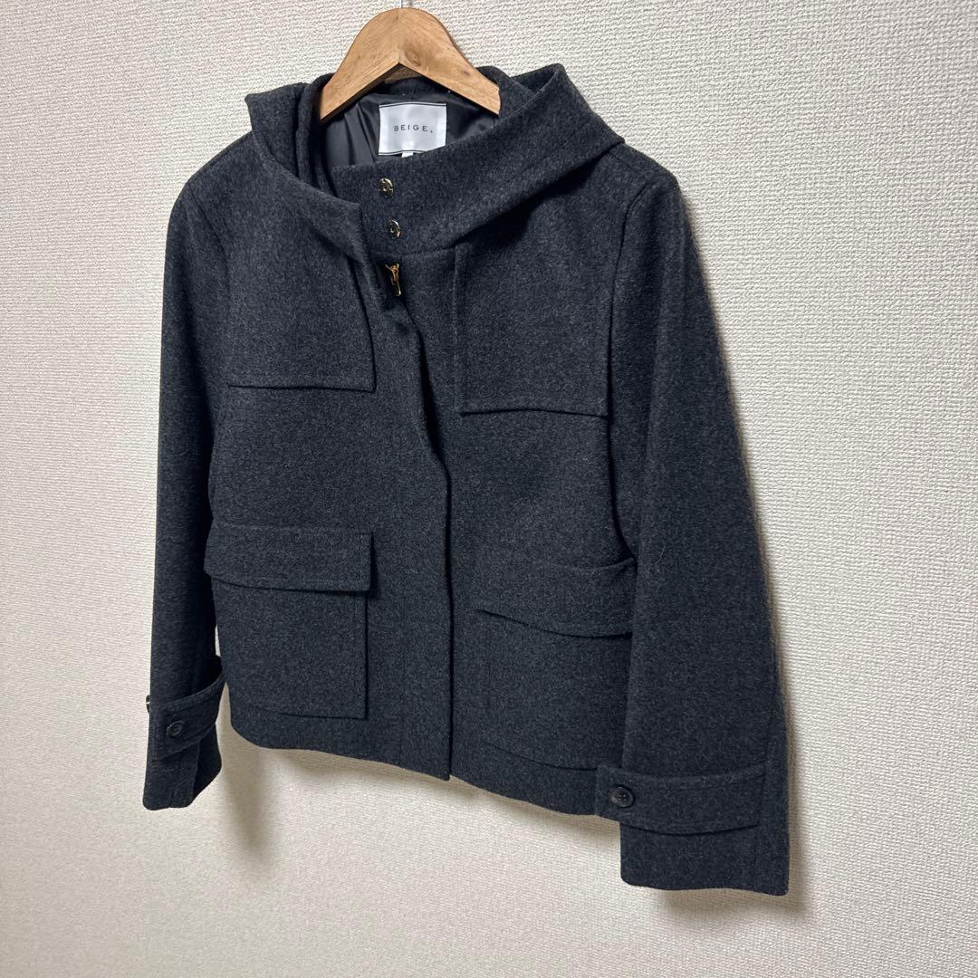 【美品】BEIGE, フード付きコート　サイズ2
