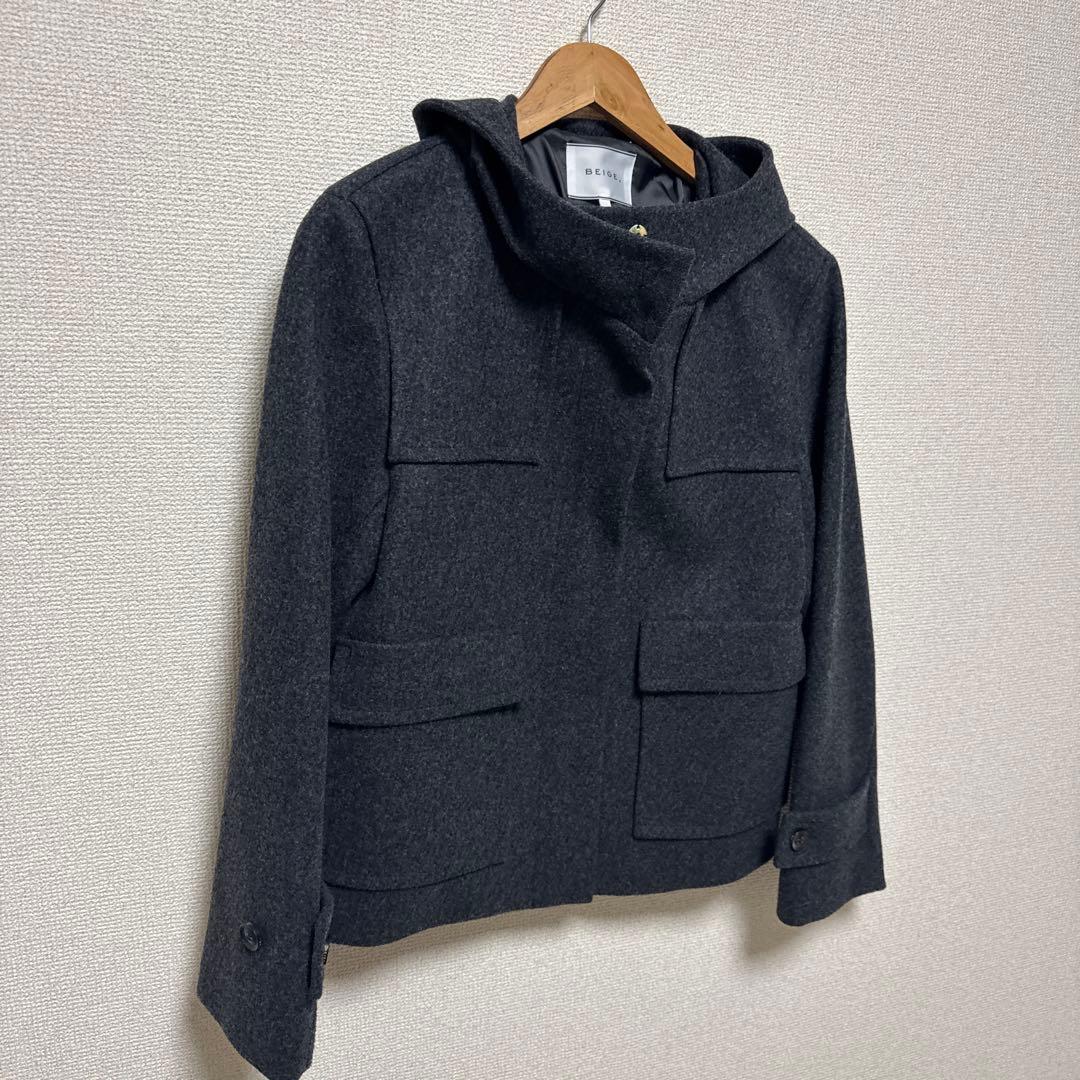 【美品】BEIGE, フード付きコート　サイズ2