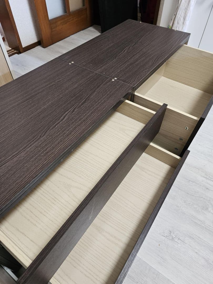 TAKUYAのシングルベッドフレーム ダークブラウン 引き出し収納 USB