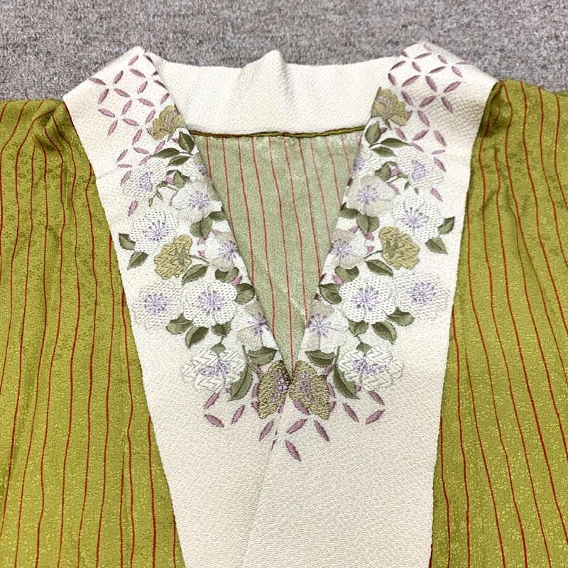 511u5〇花井幸子 振袖用長襦袢 /裄67袖丈116/刺繍半衿付〇美品