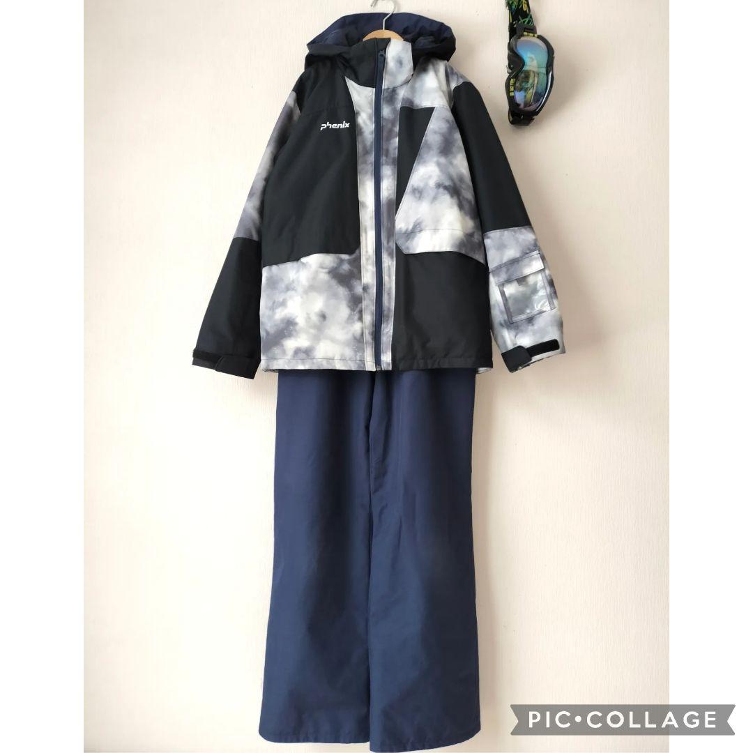 極美品 PHENIX フェニックス　スキーウェア上下160 カモフラ白黒ジュニア