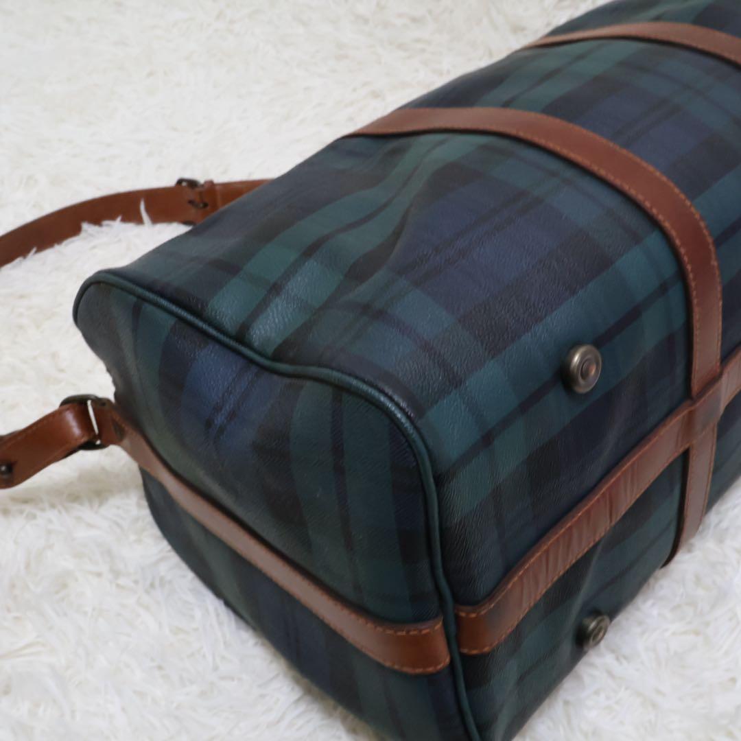 ポロラルフローレン　ダークグリーン チェック柄 ボストンバッグ
