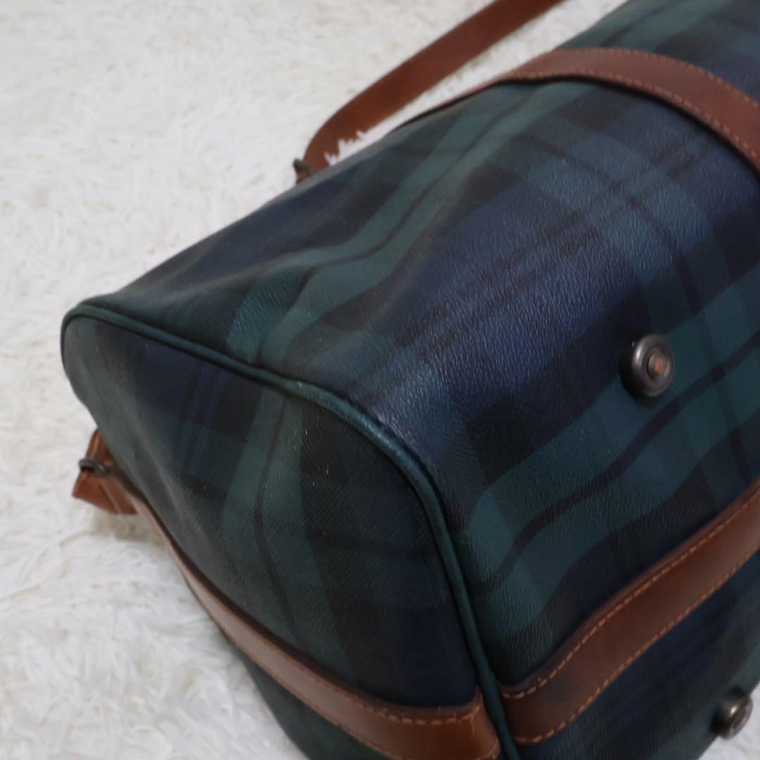 ポロラルフローレン　ダークグリーン チェック柄 ボストンバッグ
