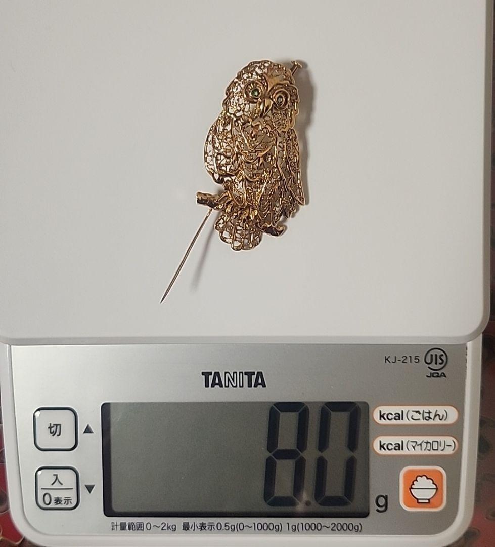 18K　フクロウ　ブローチ　8g