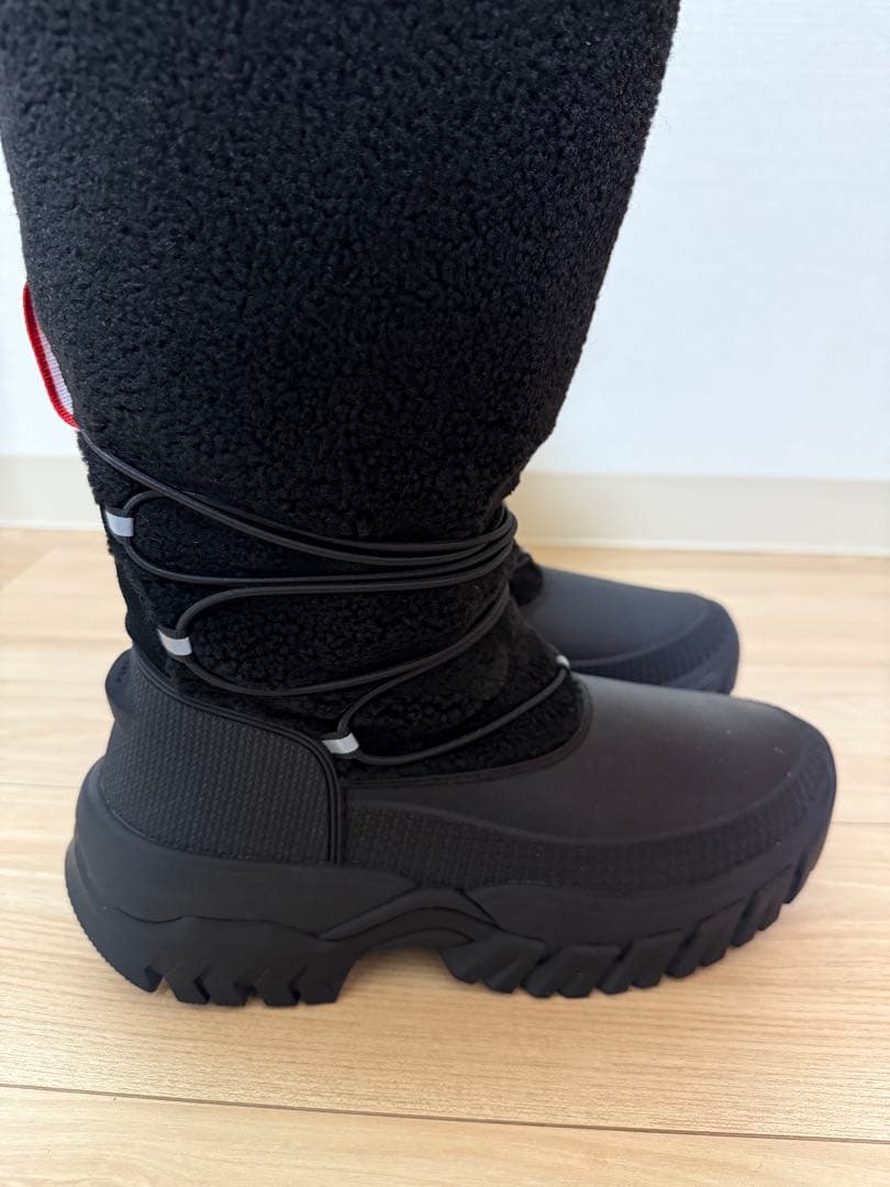 HUNTER 防水ボアロングブーツ ブラック　25センチ