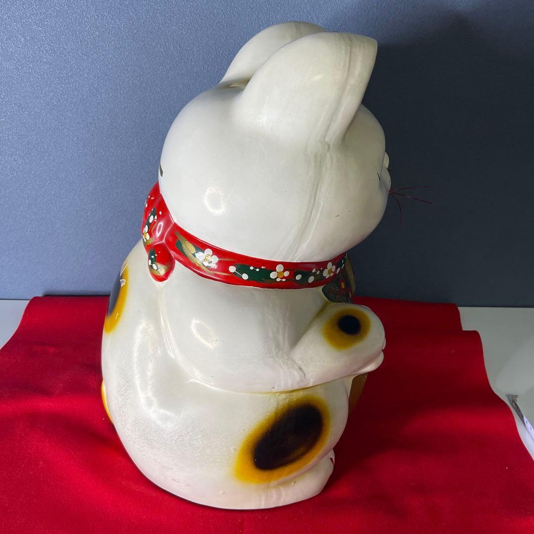 【　年代物　】特大　招き猫　左手招き　左手「人」「お客」を招く 縁起物 昭和