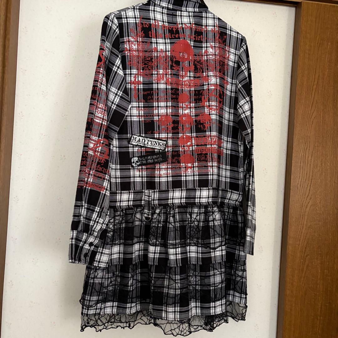 チェック柄ミニワンピース 長袖 マッドパンク　MADPUNKS