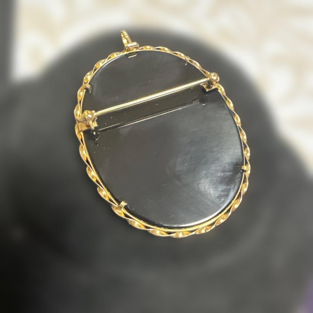 2WAY K18 YG カメオ ブローチ ペンダントトップ