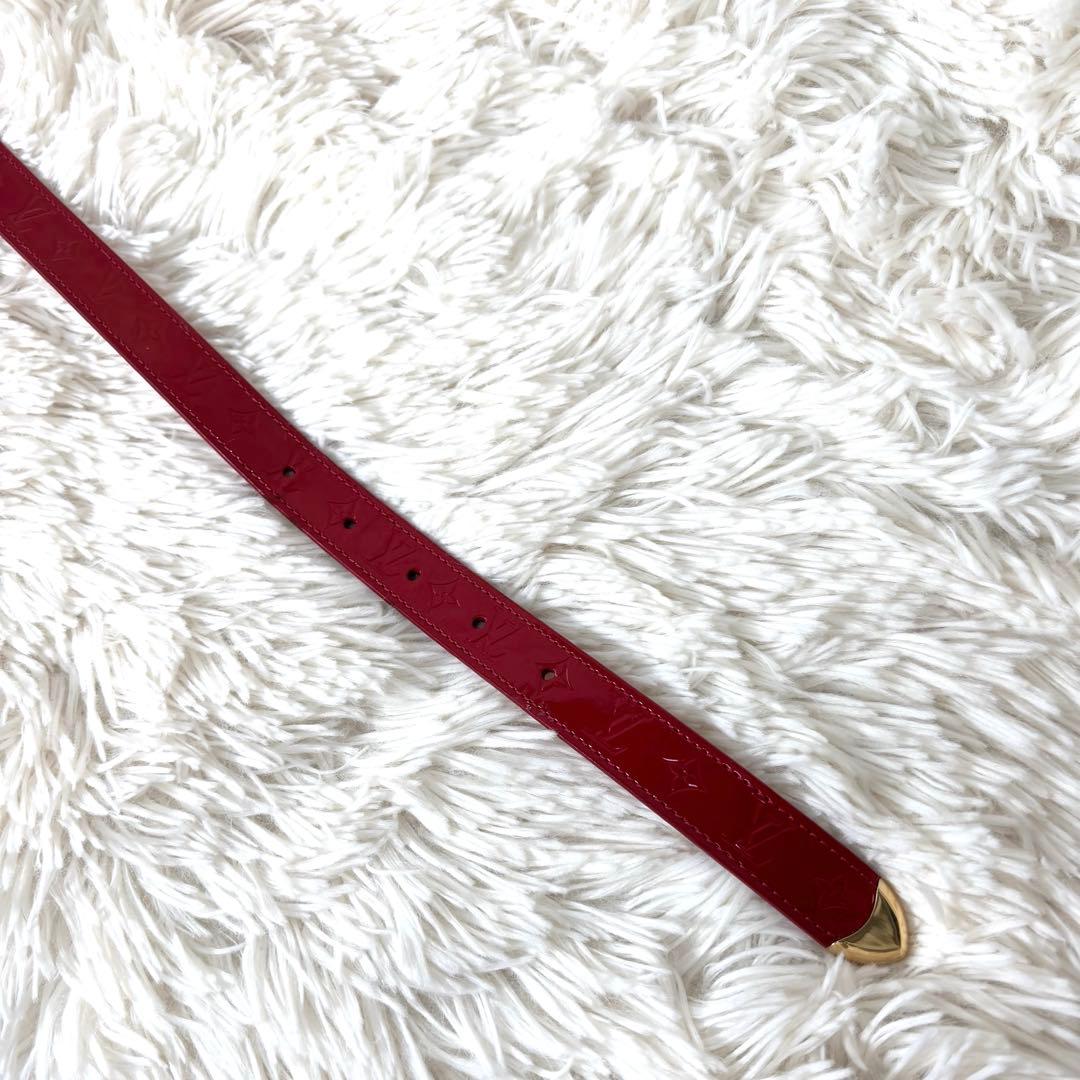 【正規品】ルイヴィトン　ベルト　モノグラム　ヴェルニ　エナメル　赤