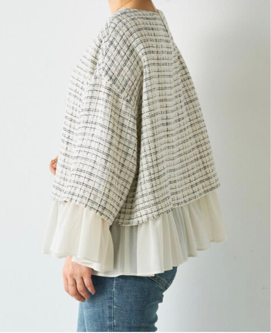 新品未使用✳︎BEARDSLEY✳︎ツイードコンビプルオーバー✳︎レイヤード風