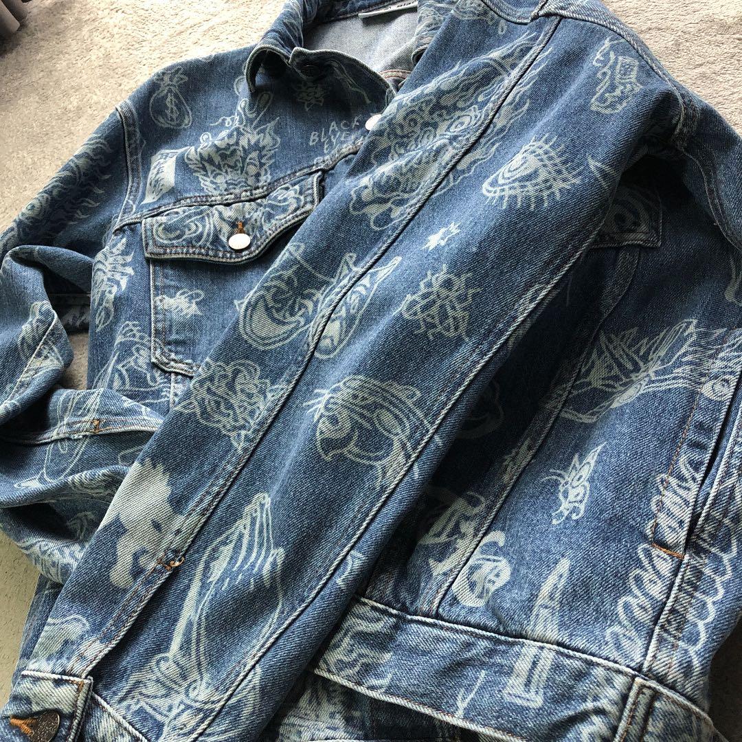ブラックアイパッチ　デニムジャケット tattoo 人気