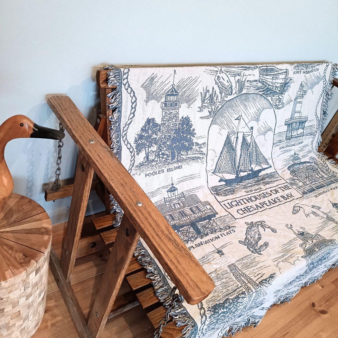 【デッドストック】USA 80s ヴィンテージラグ ブランケット　タペストリー