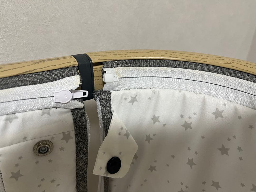 ベビーベッド 星柄 グレー/ホワイト