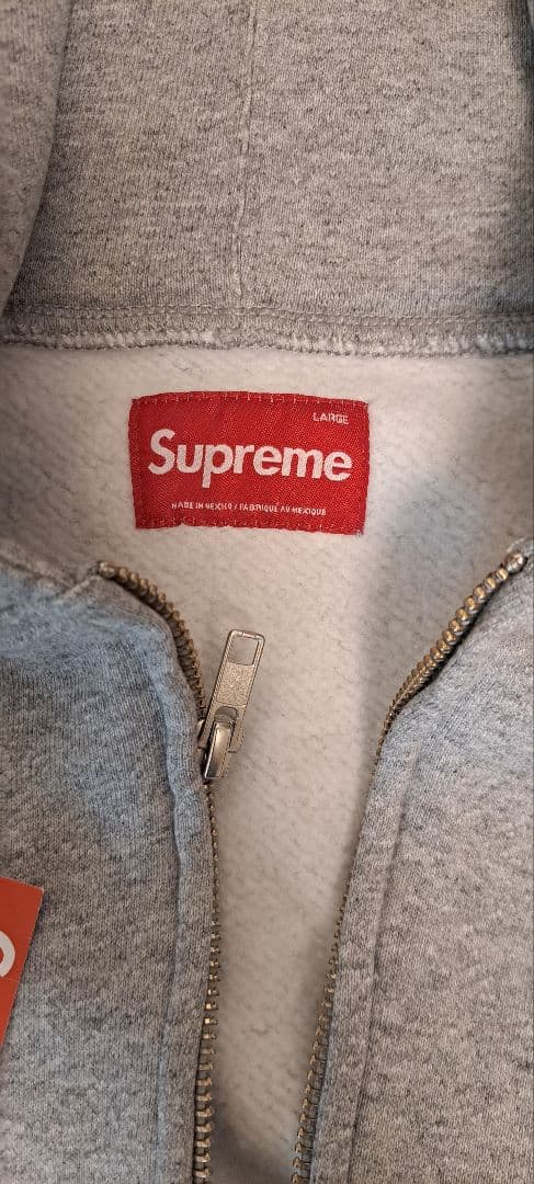 Supreme グレー ジップアップ パーカー Lサイズ