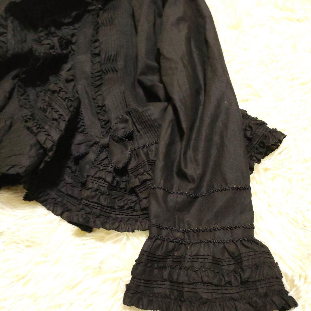 【24年】美品 PINK HOUSE リボンモチーフ使いフリルオーバーブラウス