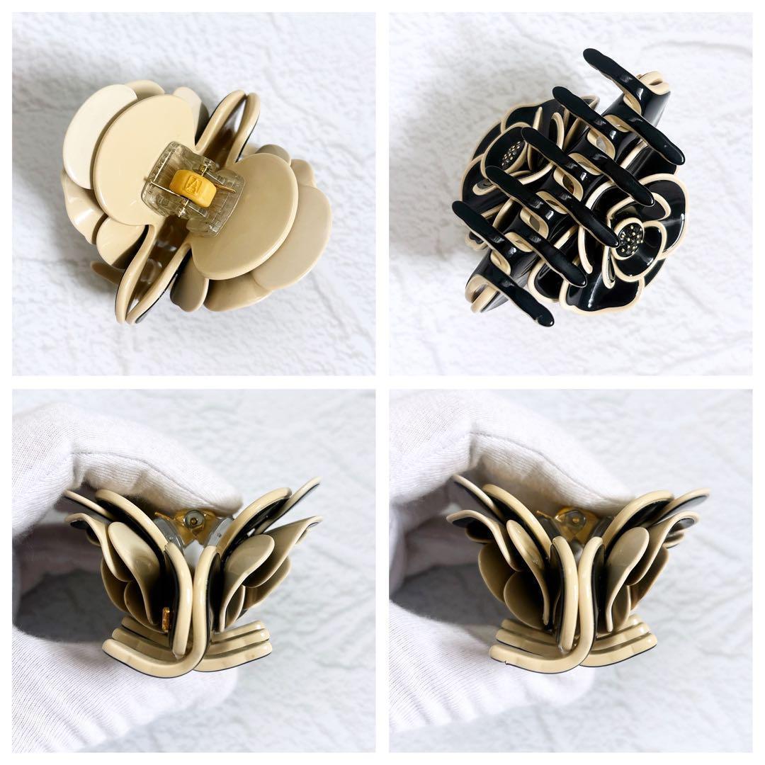 希少 Alexandre De Paris カメリア ヘアクリップ 黒 ベージュ