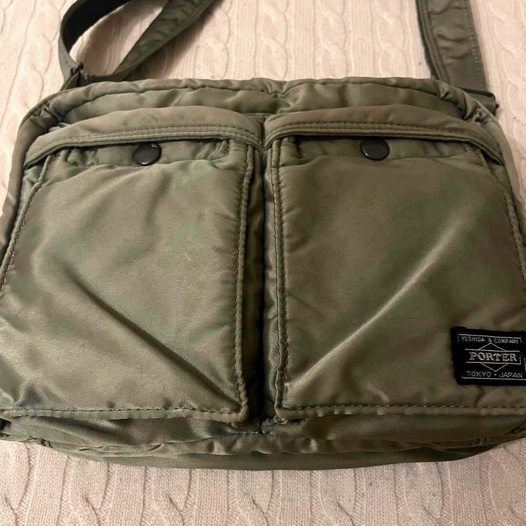 【美品✨】PORTER ポーター タンカー 2層 ショルダーバッグ カーキ