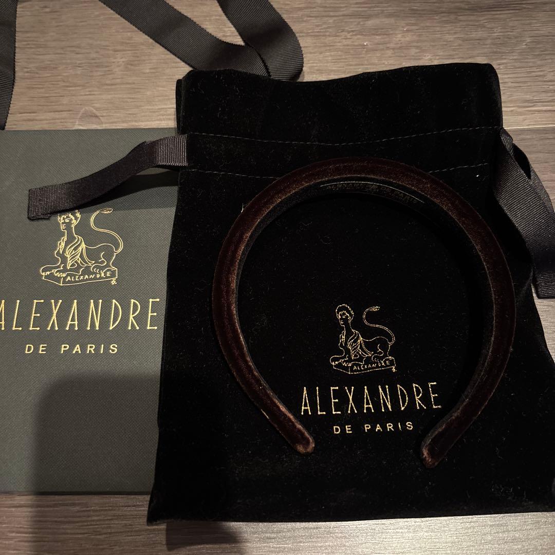 ALEXANDRE DE PARIS カチューシャ　ベルベット　ブラウン