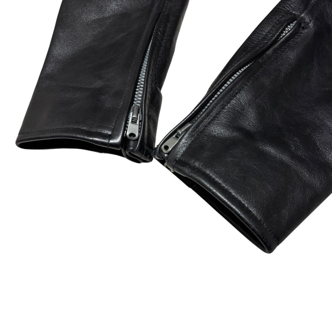 美品 オゾンコミュニティ 牛革 シングル ライダース ジャケット ブラック 本革