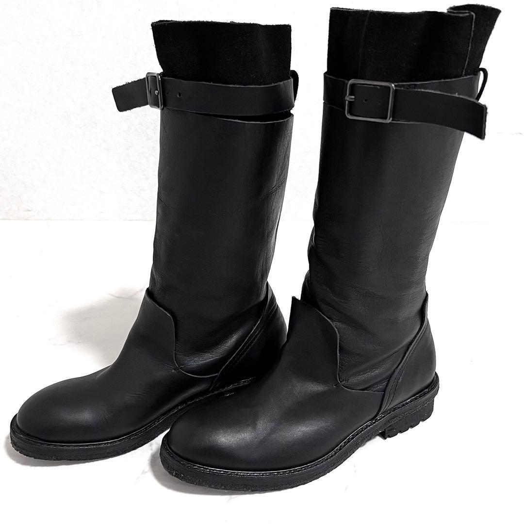 ZUCCA ロングブーツ エンジニア ベルト 黒 ブラック 本革 レザー Y2K