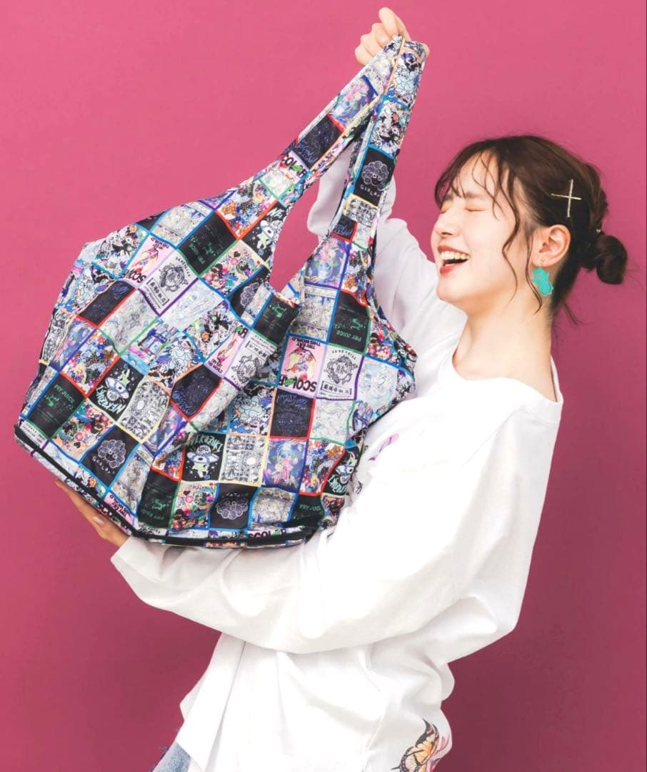 【新品】ScoLar柄 中綿ジャケット バッグ2つセット パッチワーク