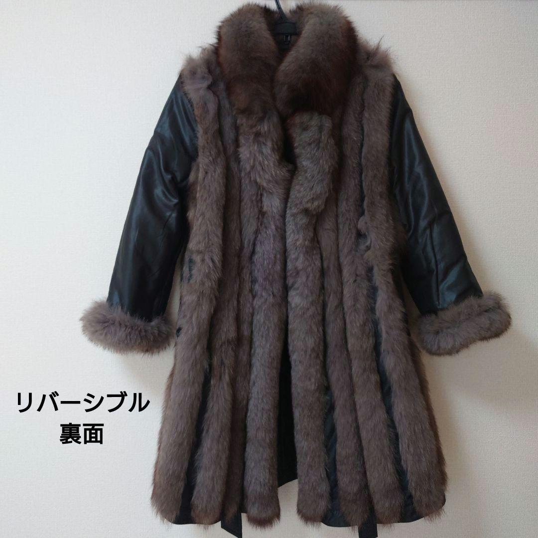 上質装いファーコート　軽量　ブラック　ブルーフォックスファー
