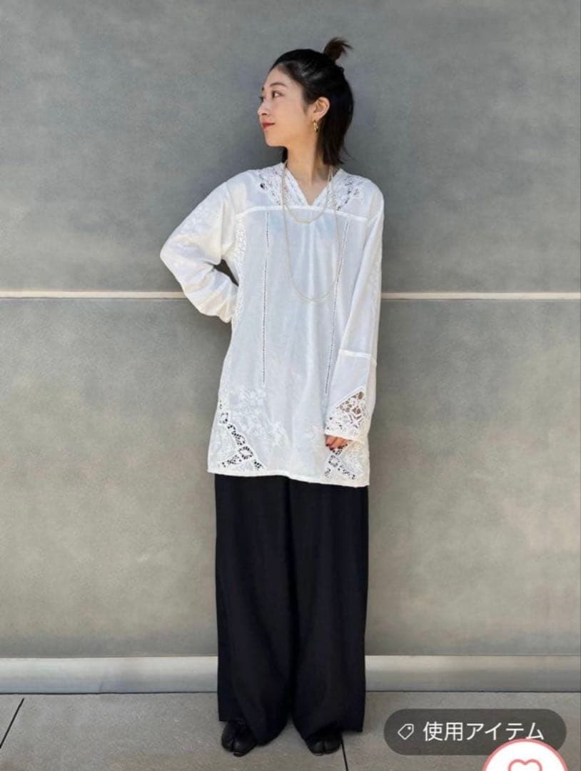 Curensology コットンバテンレースブラウス