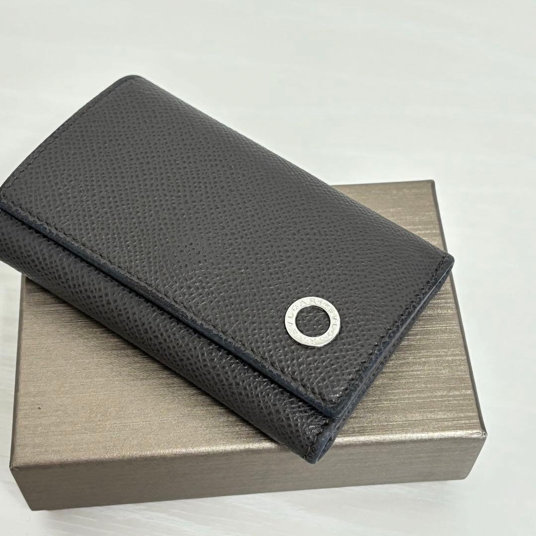 付属品付き ブルガリキーケース 6連フック ダークグレー レザー サークルロゴ