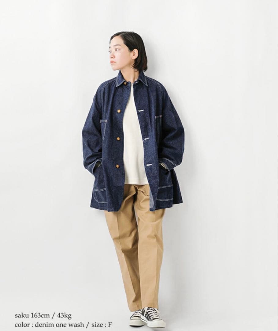 or slow 9oz オリジナルセルビッチルーズフィットデニムカバーオール F