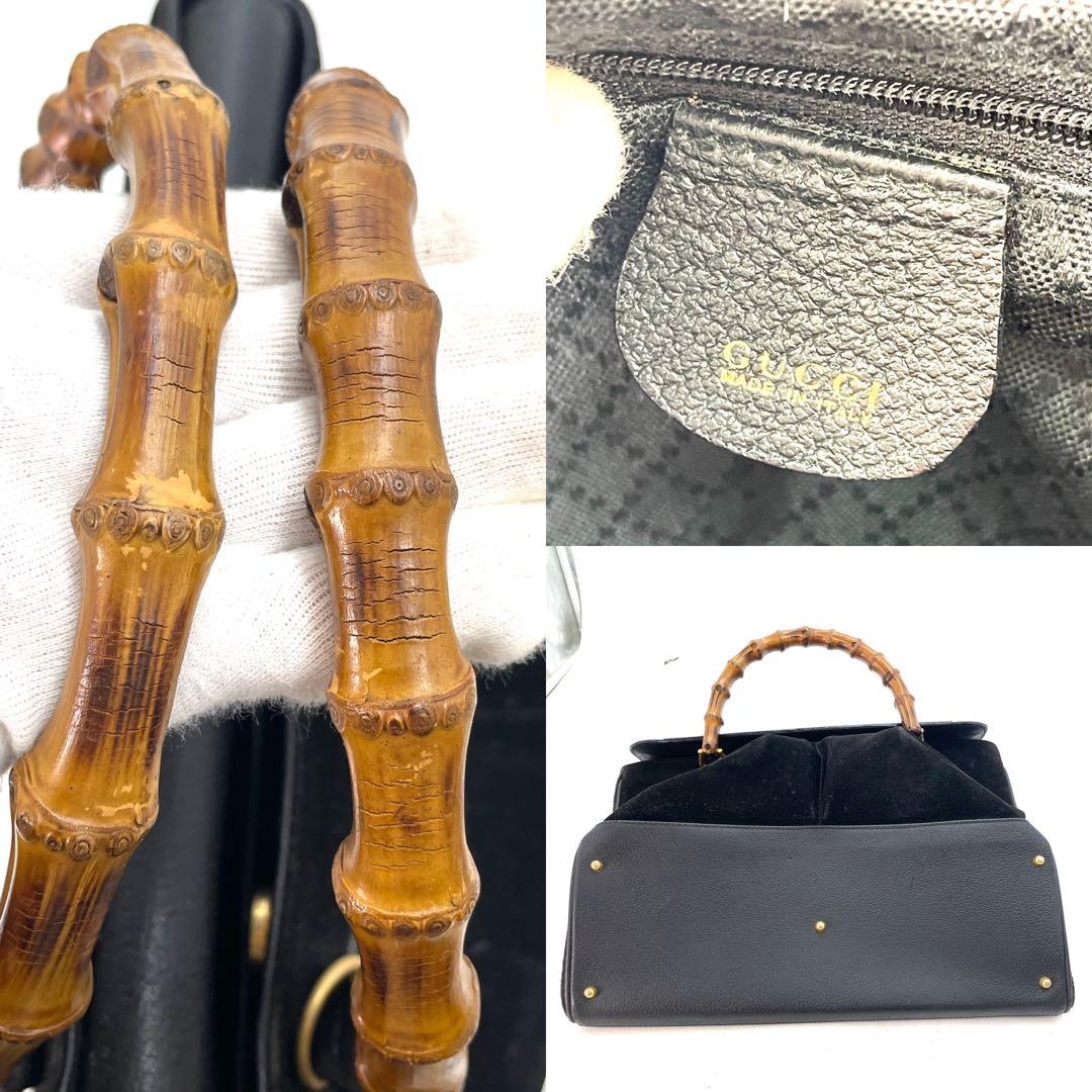 グッチ ハンドバッグ バンブー スエード ビジネス 黒 FM646