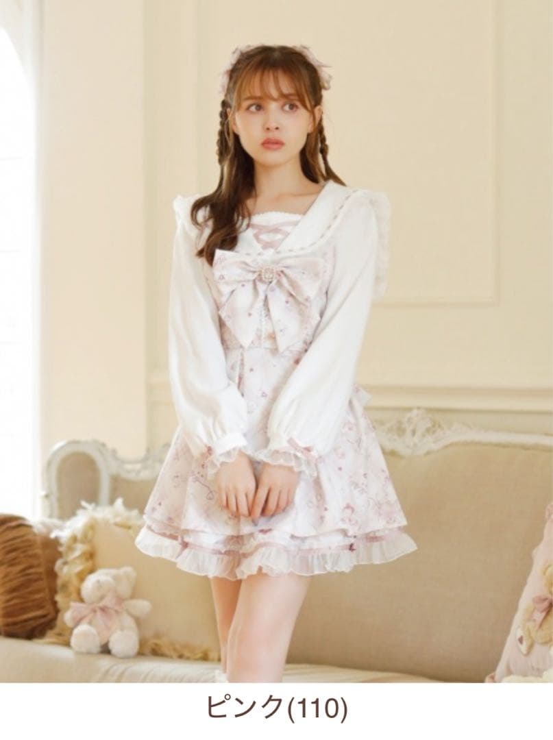 新品タグ付♡リズリサ♡ Sewing Bear柄セットアップ♡ピンク♡