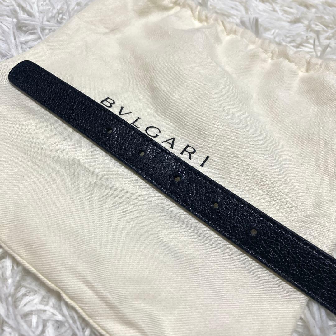 美品✨BVLGARI サークル　ロゴバックル　ベルト　黒　レザー　93cm