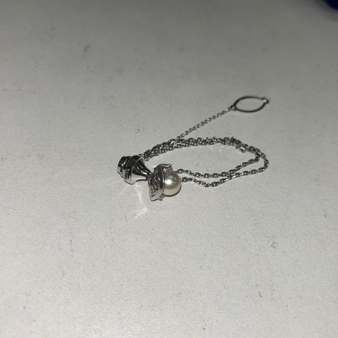 【ぴの】タイタック ネクタイピン Pt900 パール 11.9mm