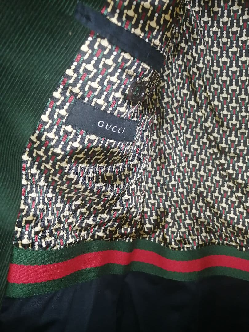 GUCCI ダークグリーン コーデュロイ テーラードジャケット