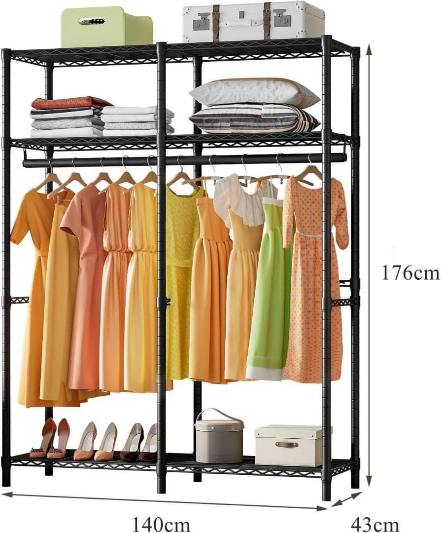 ワードローブ カバー付き ハンガーラック 頑丈 高さ176cm