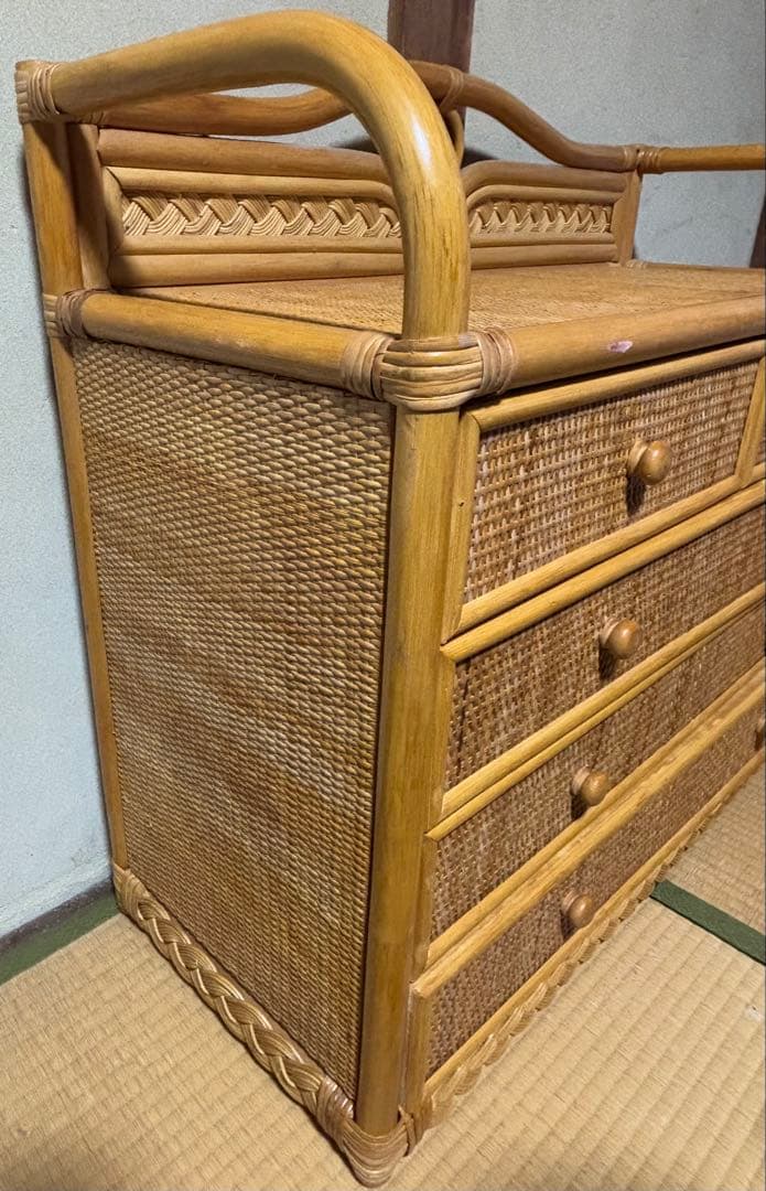 ラタン製 4段チェスト タンス 収納 家具