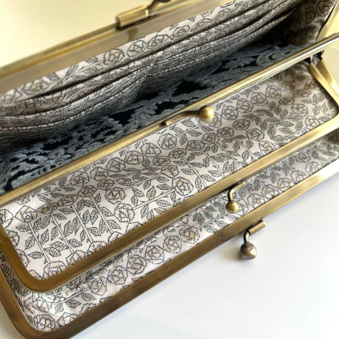 ハンドメイド　がま口長財布　ミナペルホネン　forest tile