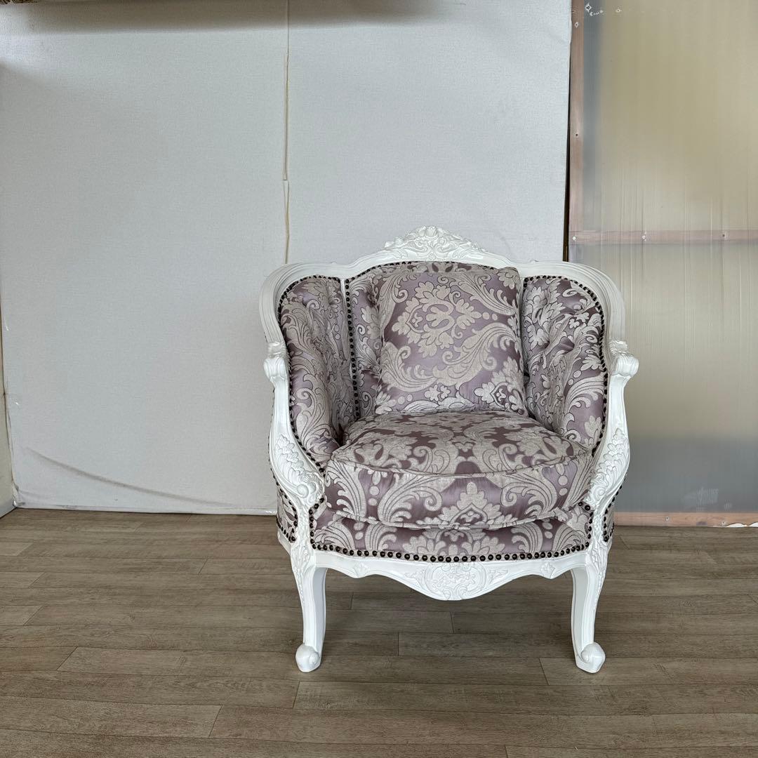 イタリア　白家具　ソファ　1人掛け　シングルソファ　クラシック