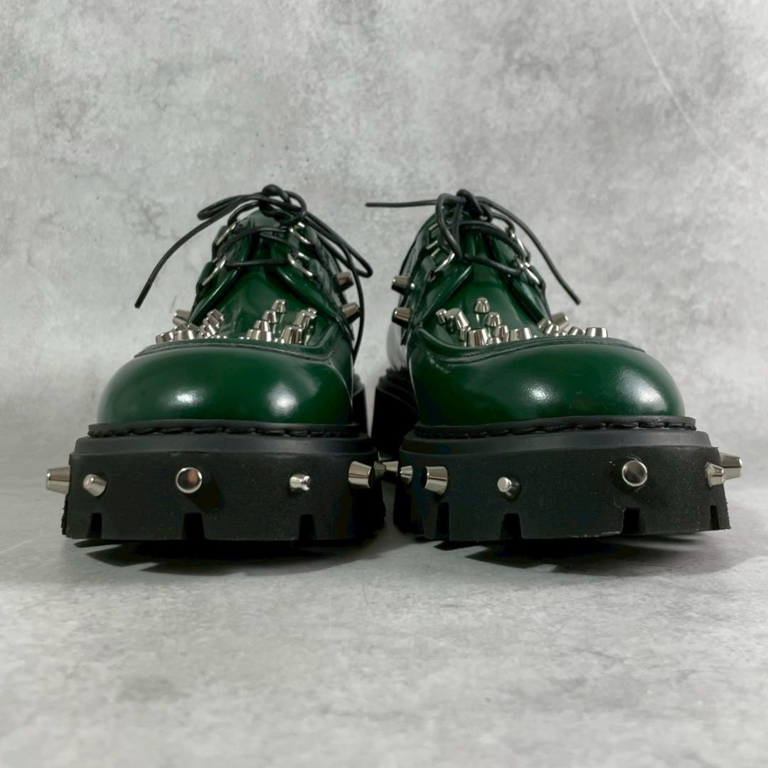 未使用　N21　スタッズ　厚底　ダービー　レザー　レースアップ　グリーン　緑