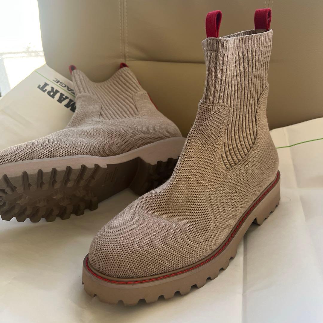 VIVAIA ラウンドトゥ 撥水加工 ラグソール アンクルブーツ