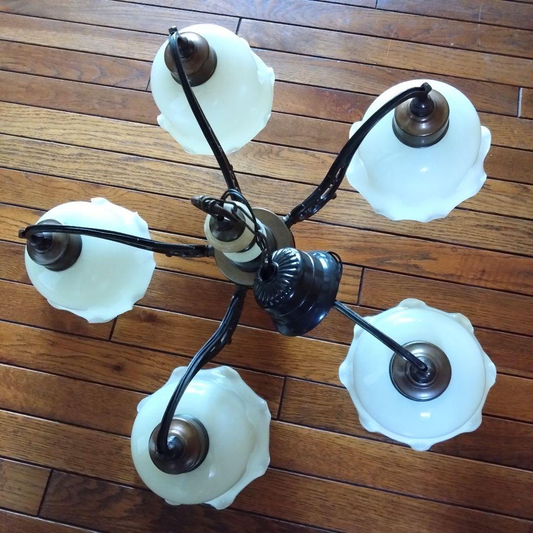 【ルパンヒデロウ様お取り引き品】フラワーモチーフ アンティーク シャンデリア