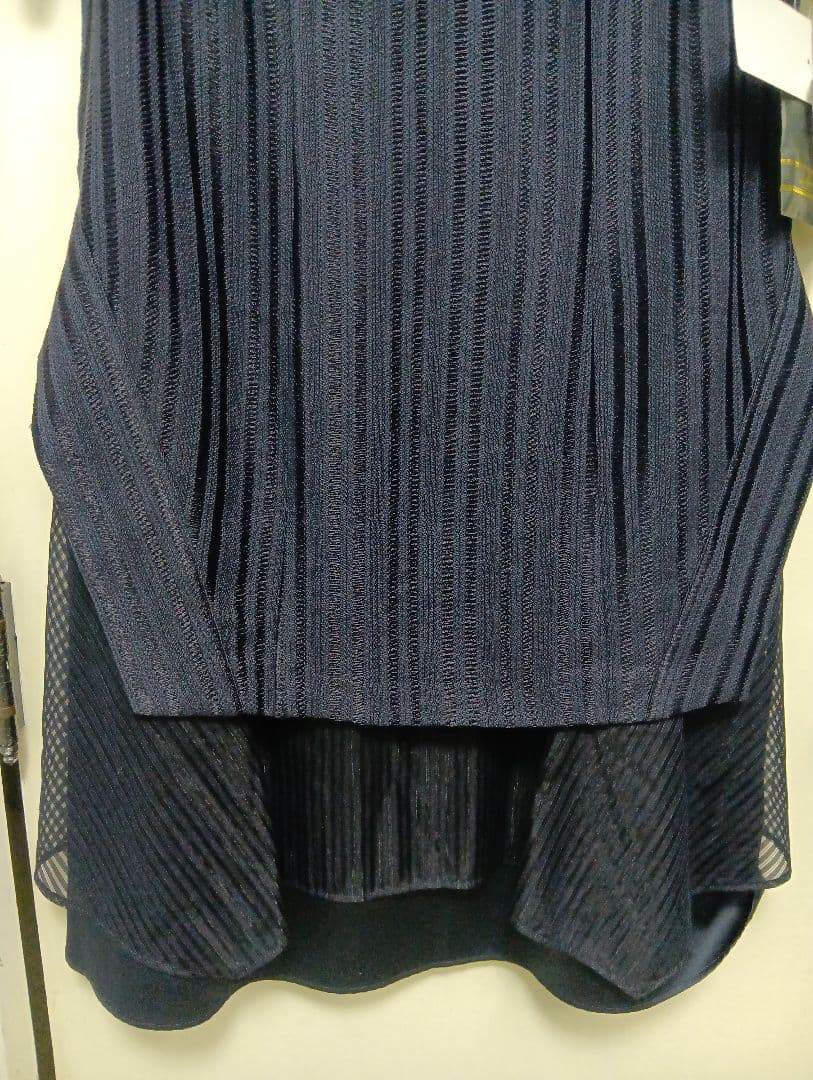 タグ付き新品　Leilian レリアン レイヤード風膝丈ワンピース　ネイビー11