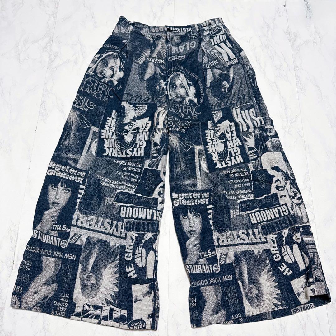 美品✨ヒステリックグラマー　ゆったり　ジャガードパンツ　総柄　ブルー