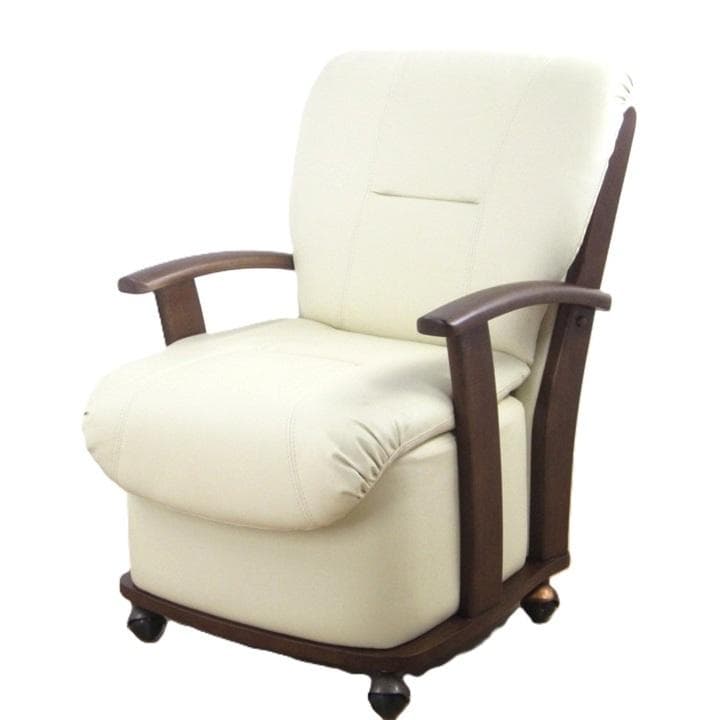 アイボリー 合成皮革 1人掛けソファ　ハイタイプ用コタツソファー　美品　未使用