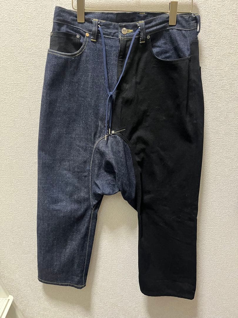 新品未使用FUMITOGANRYUデニム サルエルパンツ 黒青