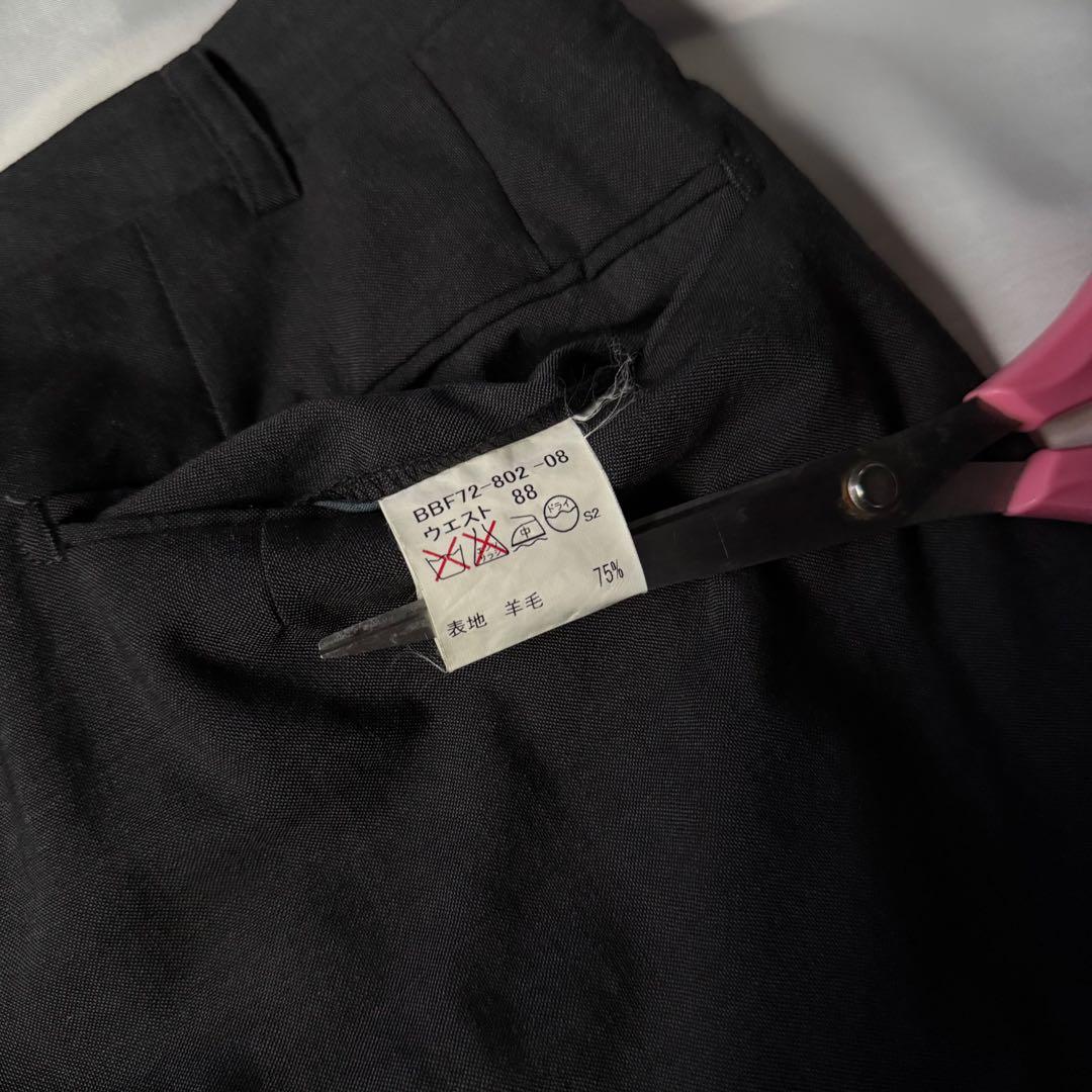 00s BURBERRY モヘア混 チャコール ツータック ワイドスラックス