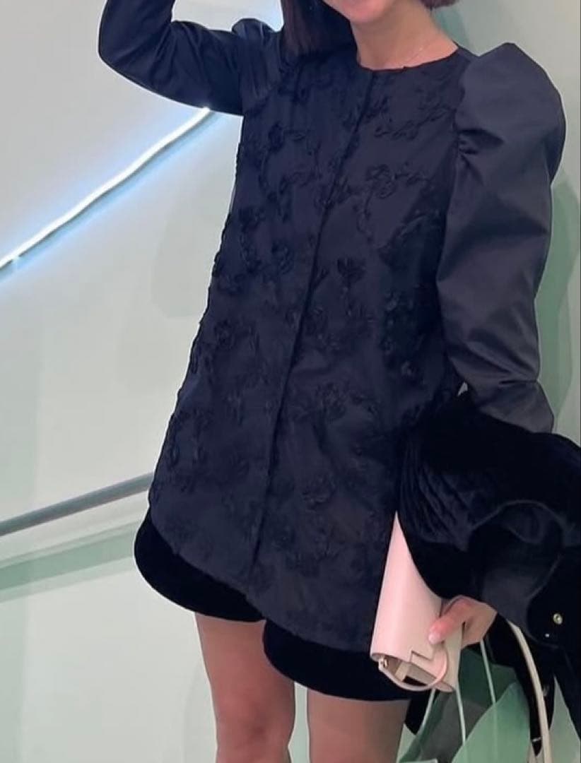 【新品未使用】tape ribbon embroidery blouseブラック