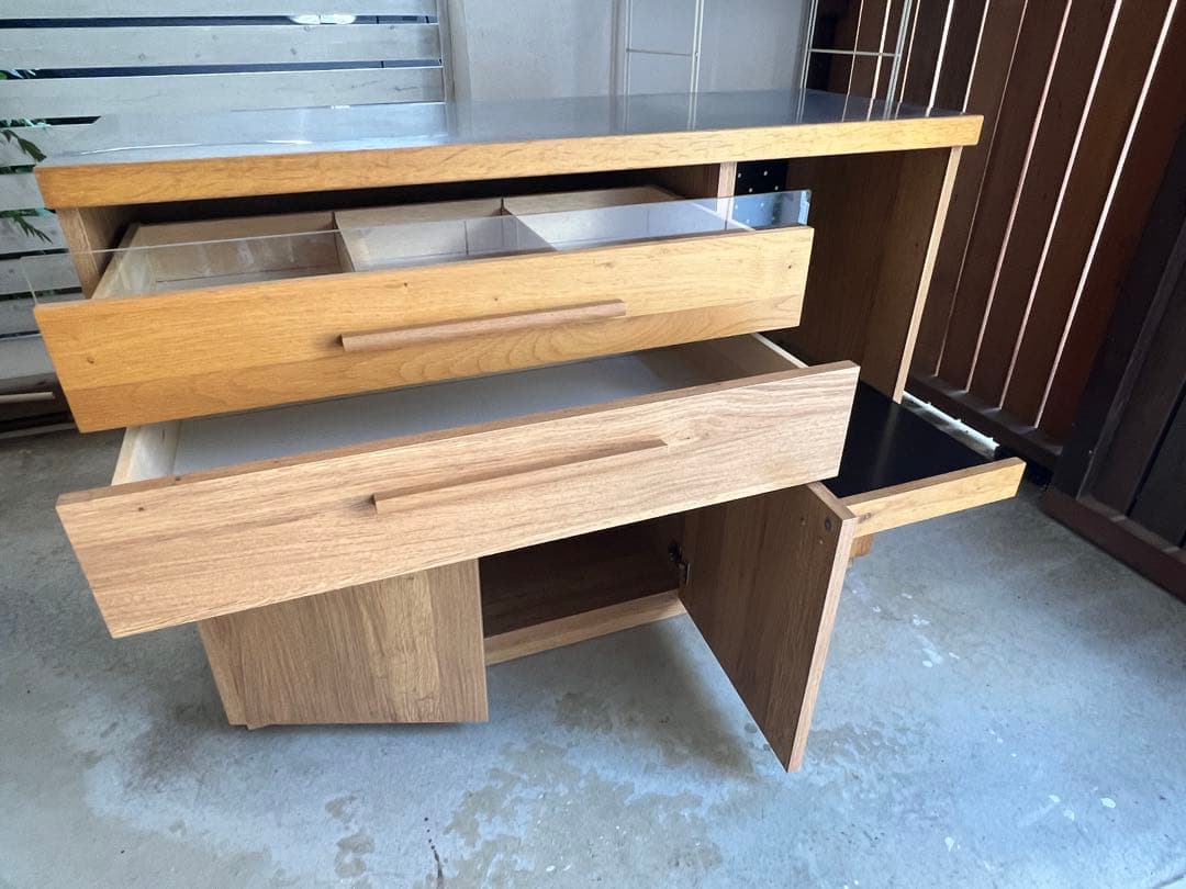 【けん】キッチンカウンター 食器棚北欧風 東馬 大川家具 OCTA120