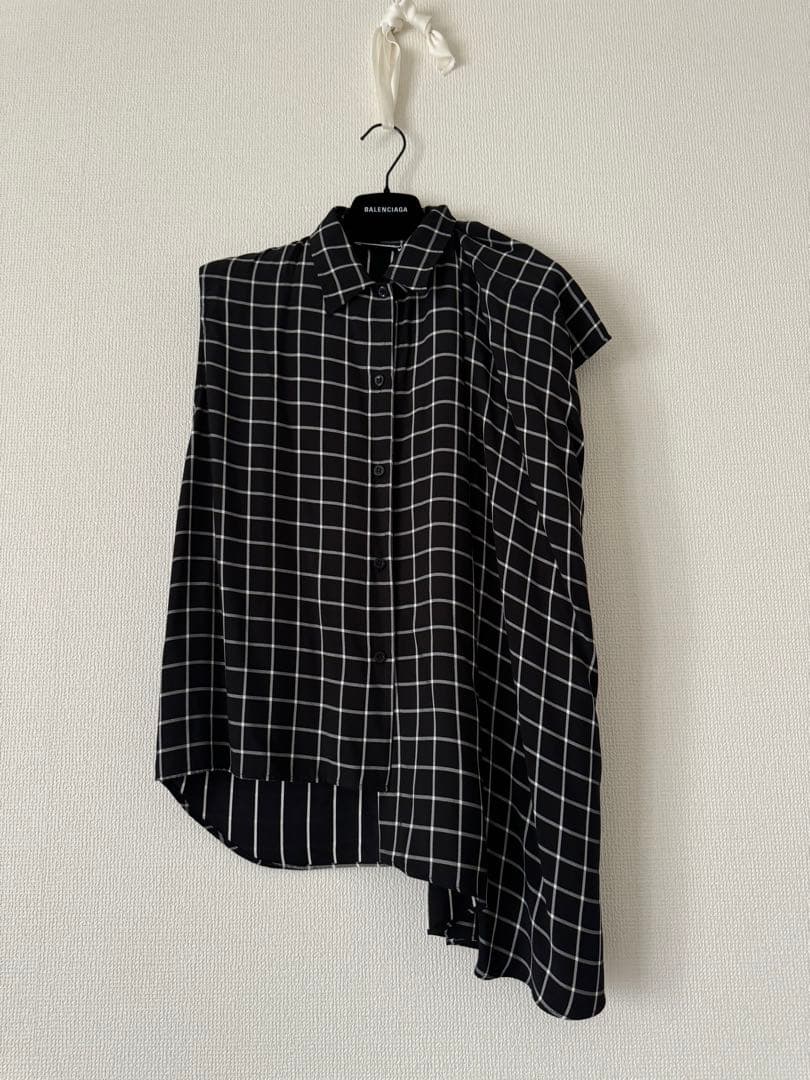 c*y様 BALENCIAGA アンサンブルチェックアシンメトリーロングワンピー