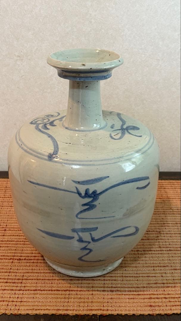 古民具　古染付　水柱　酒壺　白磁 清時代　中国美術　骨董